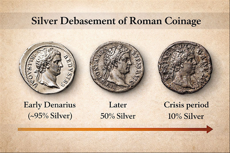 silver debasement of roman coins